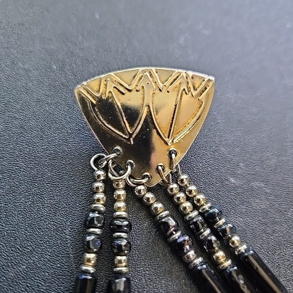 Vintage Silver Tone Arrow Design Dangle Beaded Earrings Southwestern Cowgirl - Picture 6 of 6